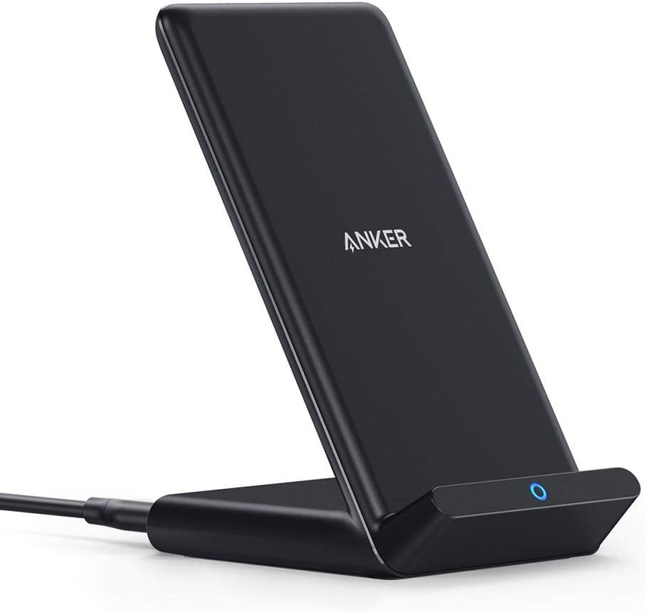 Anker 313 Wireless Charger (Stand), Qi-Certified for iPhone 15/14 / 13/12 / 11 / X / 8, 10W Max for Galaxy S23 / S22 / S21, Micro-USB (9V / 2A Adapter Required, Not Included)