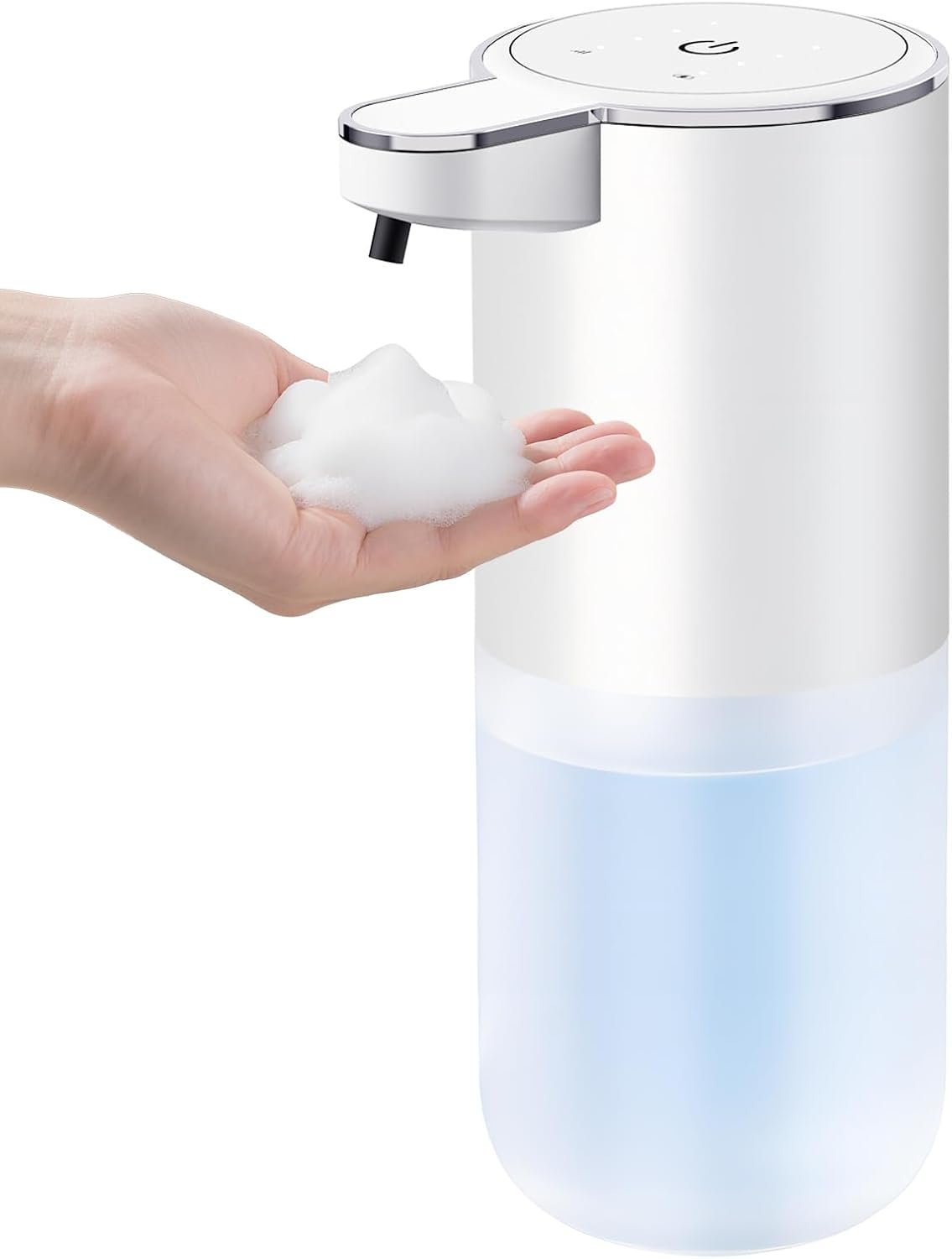 Automatic Soap Dispenser Touchless – 400ml Foaming Hand Soap Dispenser for Bathroom & Kitchen, Wall Mount or Countertop, 4 Adjustable Foam Levels, Rechargeable, IPX5 Waterproof
