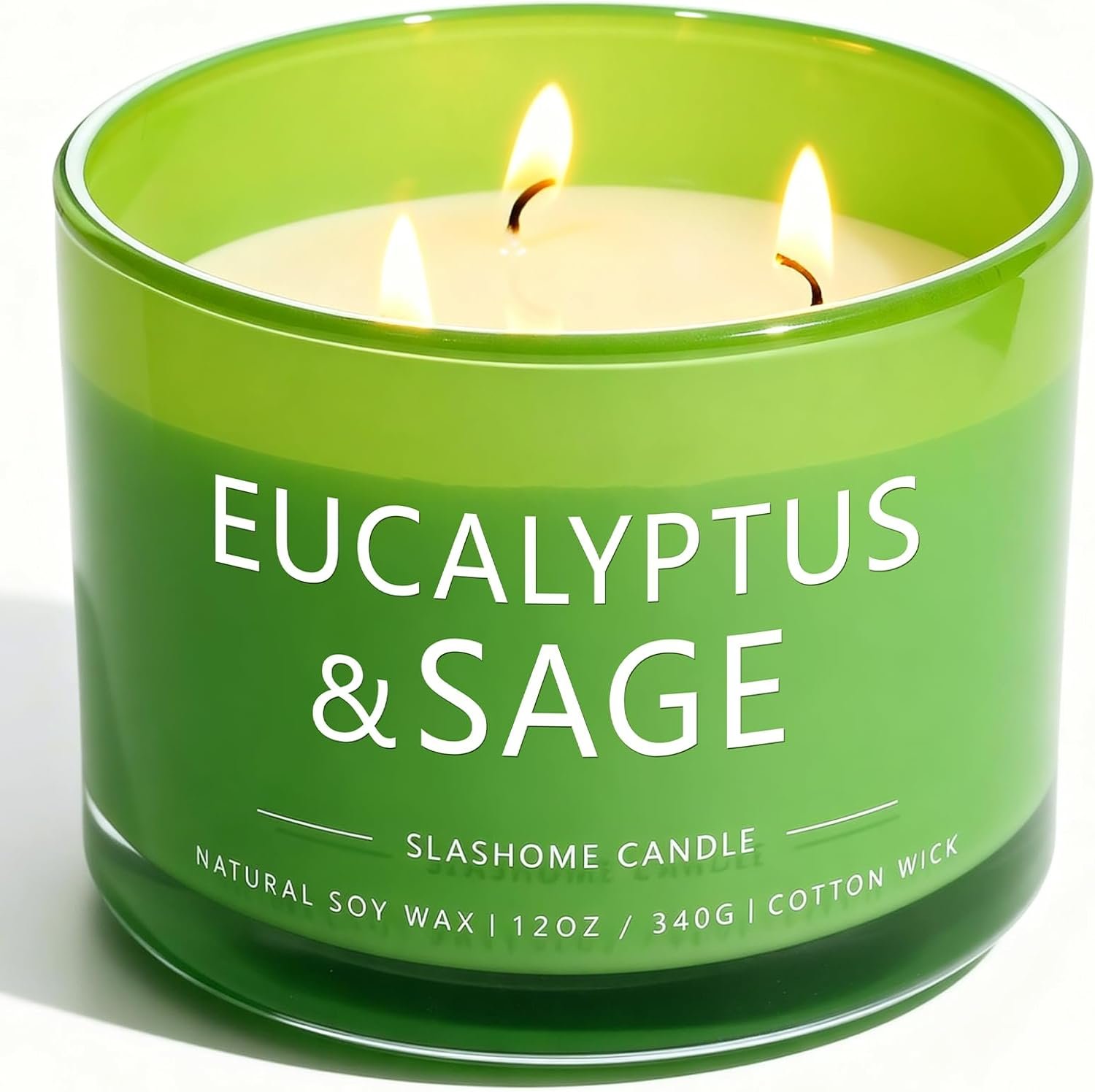 Sage & Eucalyptus Scented Candle, Luxury Large 3 Wick Soy Candle 12 Oz, 60+ Hour Long Lasting Clean Burn, Elegant Aromatherapy Home Decor, Housewarming & Birthday Gift for Men & Women