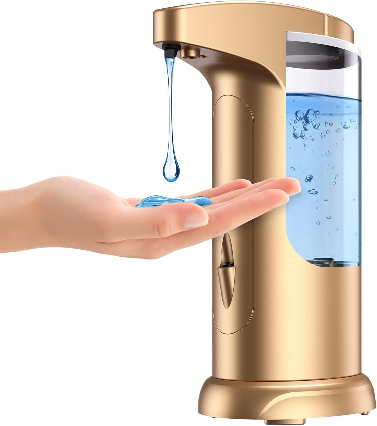 370ml Touch-Free Battery Operated Electric Automatic Liquid Soap Dispenser – Adjustable Soap Dispensing Volume – Premium Soap Dispenser for Kitchen Bathroom Toilet (Golden)