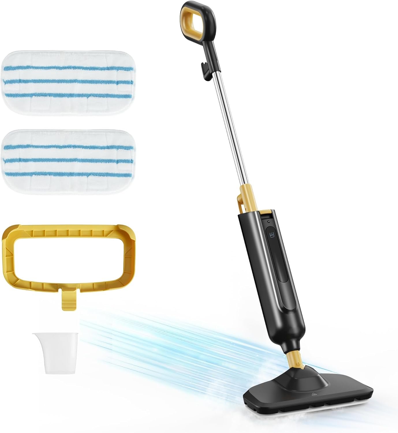 NEWBULIG Steam Mop for Hardwood/Tile/Carpet, Lightweight Steamer Cleaner for Floor Cleaning with 330ML Water Tank, Heats Up in 30 Seconds，16.4 FT Cord and 2 Washable Pads