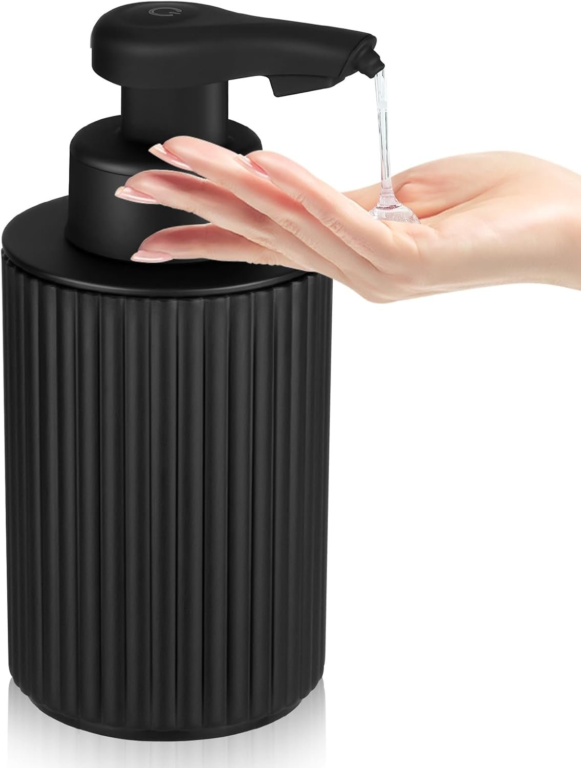 Automatic Soap Dispenser Liquid Touchless: 9oz Black Plastic – Rechargeable Electric Smart Auto Hand Soap Dispenser – Dish Bathroom Kitchen