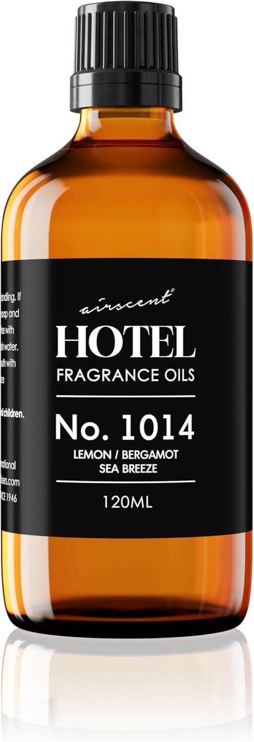 AirScent Hotel Diffuser Oil No. 1014 – The Iconic 5-Star Hotel Coastal Blend – Lemon Bergamot Sea Breeze – 120 mL Hotel Diffuser Oil for Ultrasonic and Waterless Diffusers and Crafting