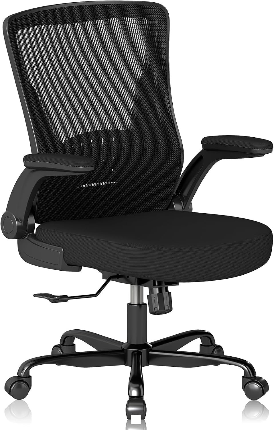 Ergonomic Office Chair – Comfy Mesh Desk Chair with Flip-Up Armrests & Smooth-Rolling Caster, Adjustable Height Home Computer Chair, Breathable & Supportive for Long Hours Sitting