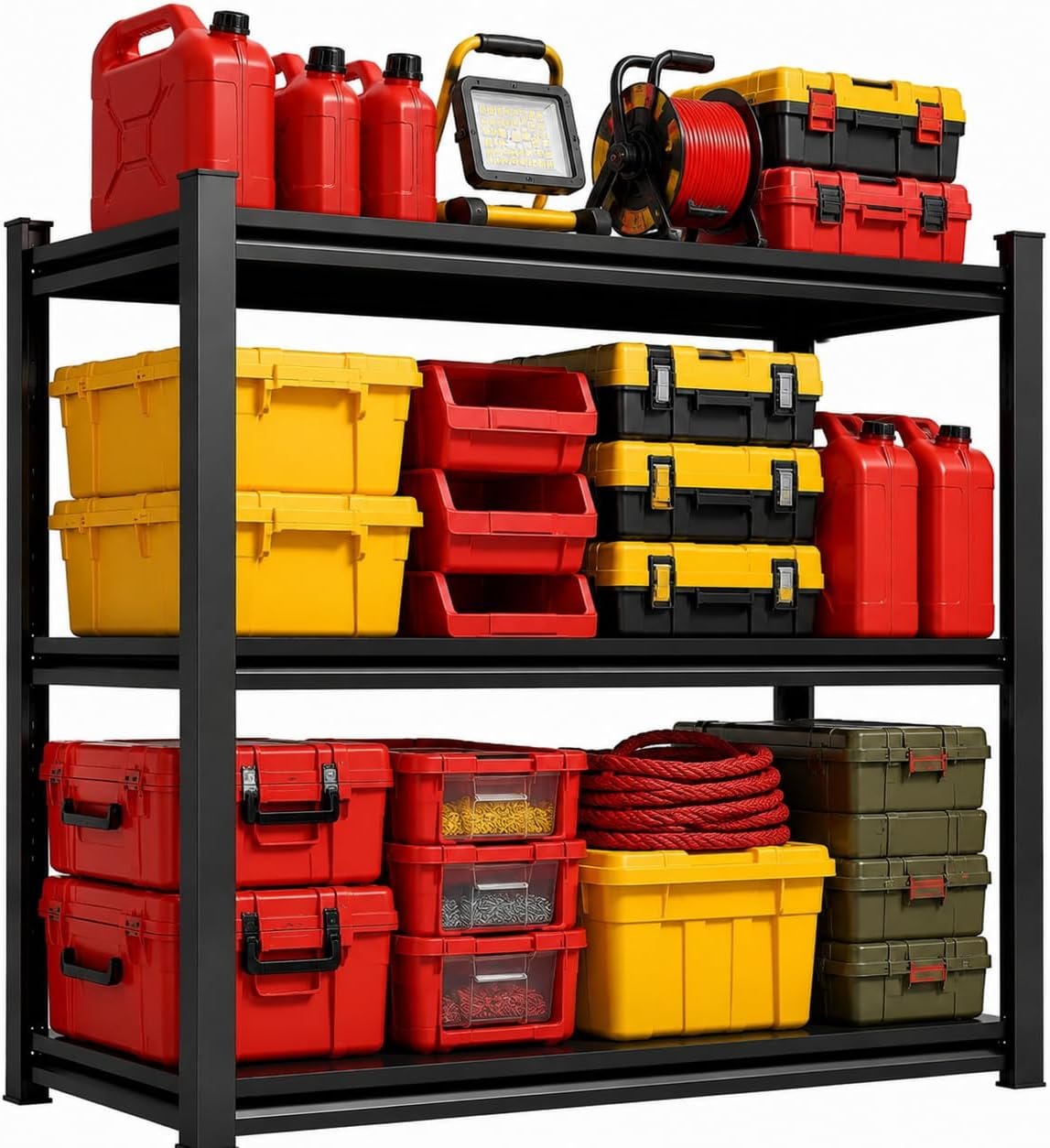 Garage Shelving, Heavy Duty Shelving Storage Boltless Shelving Unit | 1500 lbs Capacity Garage Storage Shelves,Industrial Shelves with Thickened Double-Layer Posts for Garage,Warehouse,Basement