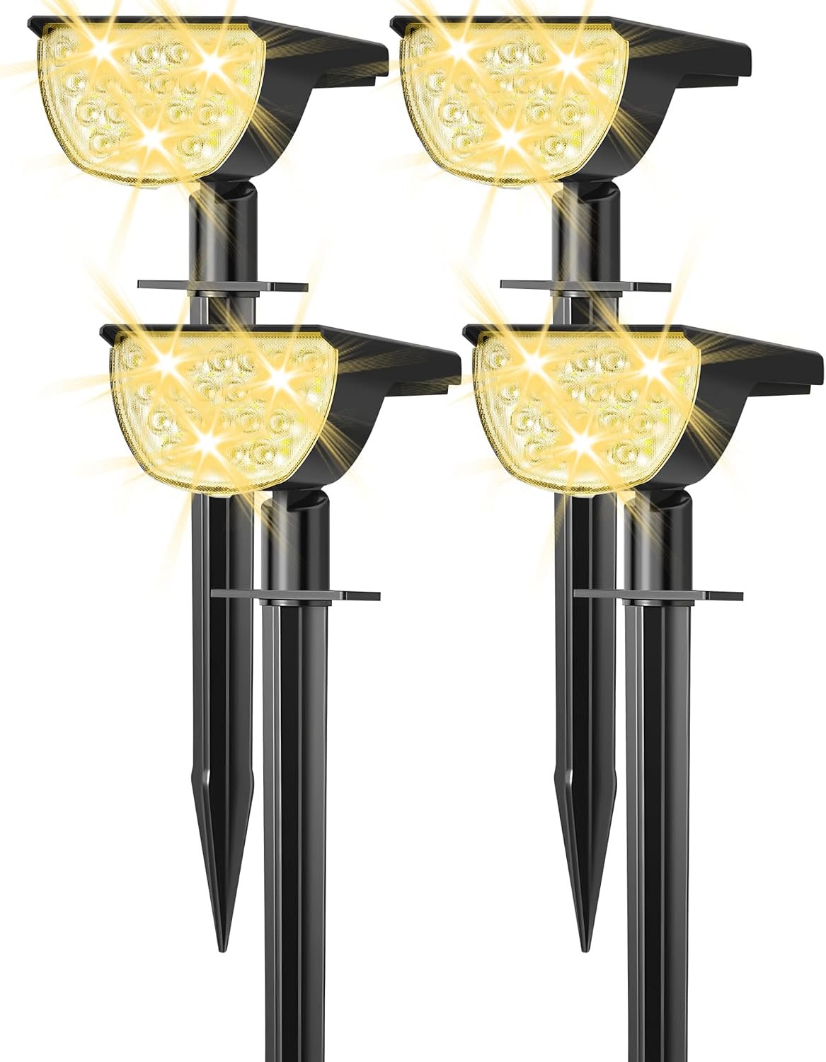 GKGG Solar Lights Outdoor Waterproof IP65, Solar Powered 76 LED 3 Lighting Modes Solar Spot Lights Outdoor for Yard Garden Landscape Pathway (Warm White, 4 Pack)
