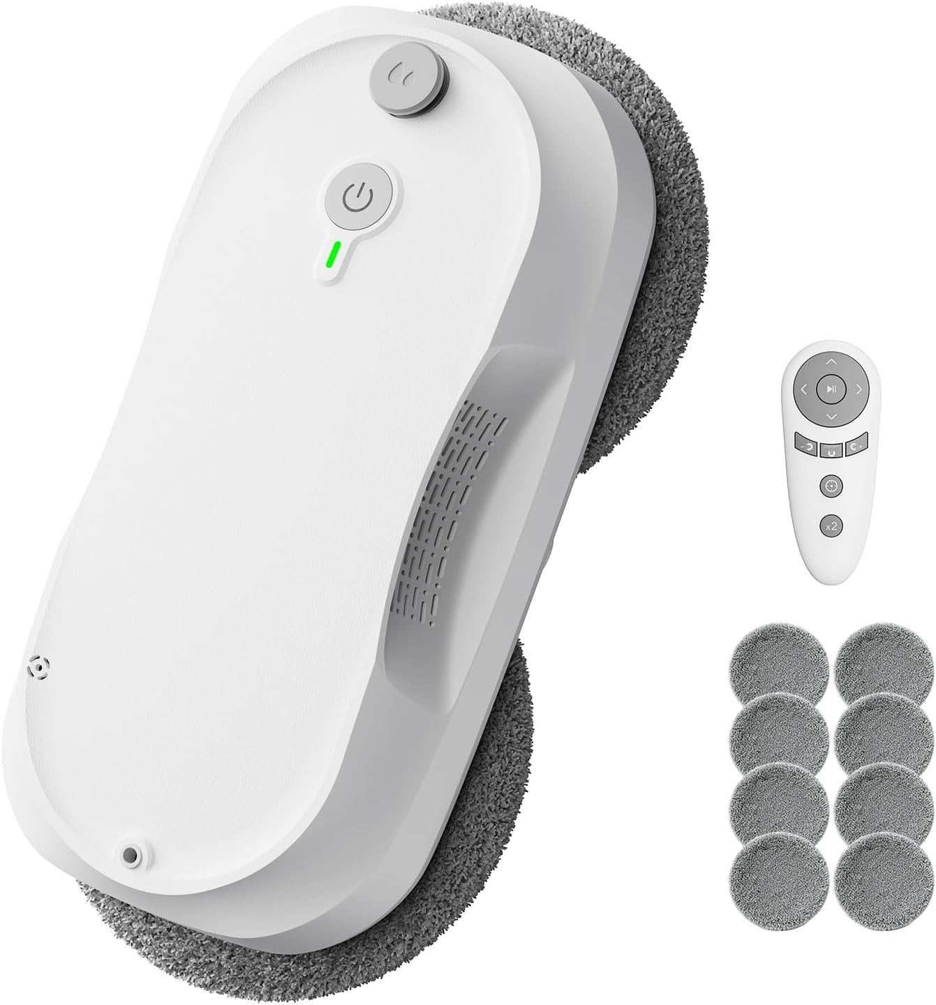 2026 Updated Window Cleaning Robot – Enhanced Battery, Max 6400Pa, Path Planning, Anti-Slipping, Edge Detection, Window Cleaner Robot for High-Rise Windows (2 pairs of nozzles, 10 cloths) (White)