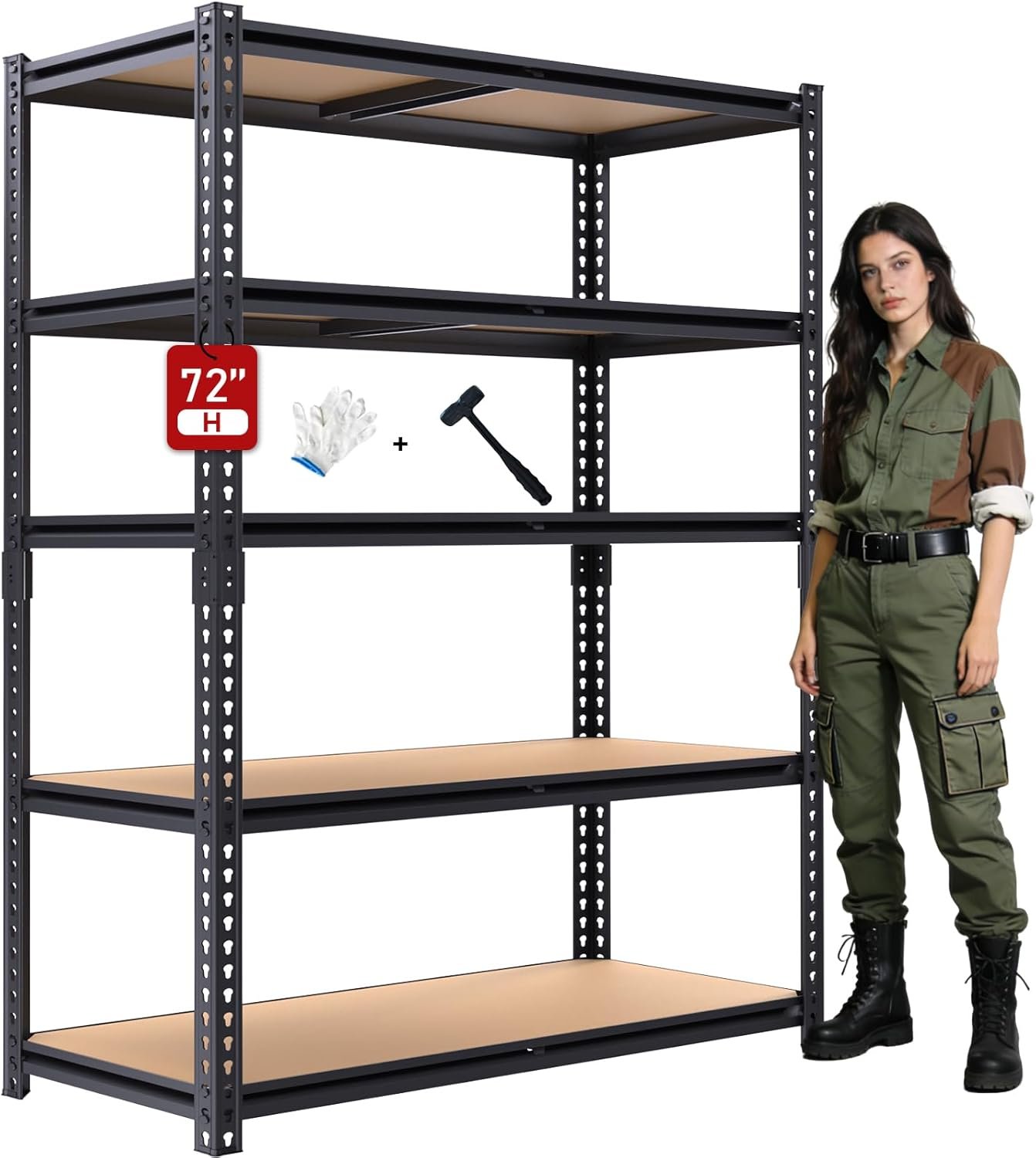 72″ H Garage Storage Shelves,Storage Shelves Heavy Duty,2400LBS Metal Shelving Units,Adjustable Garage Shelving Heavy Duty for Garage Storage,Warehouse,16″x35.5″x72