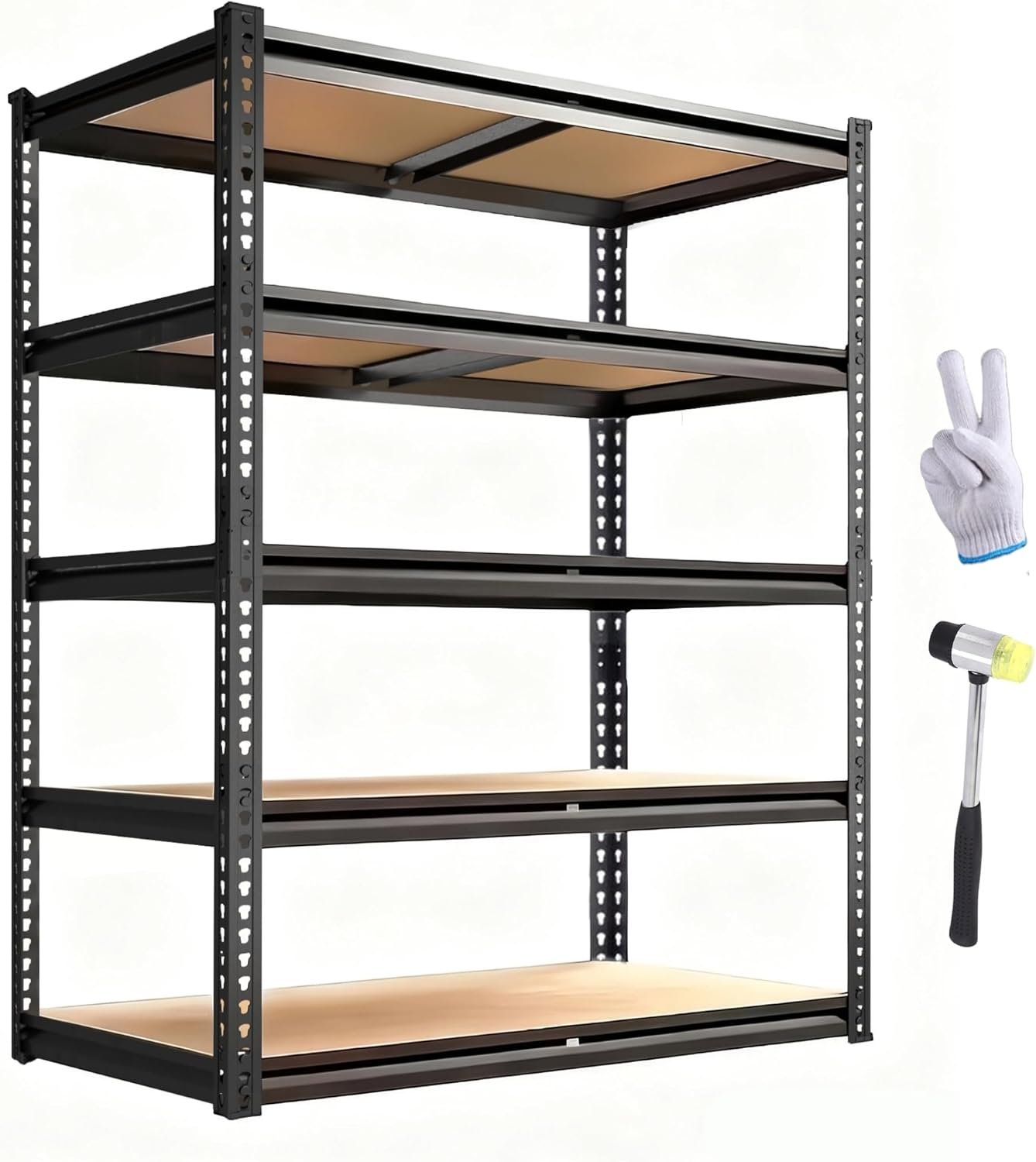 Garage Storage Shelves 72”,Ajustable Garage Shelving Units, Storage Shelves Heavy Duty, Metal Shelving for Basement, Warehouse, Workshop, Pantry, Closet, 2400 LBS, 16″ D x 35.5″ W x 72″ H