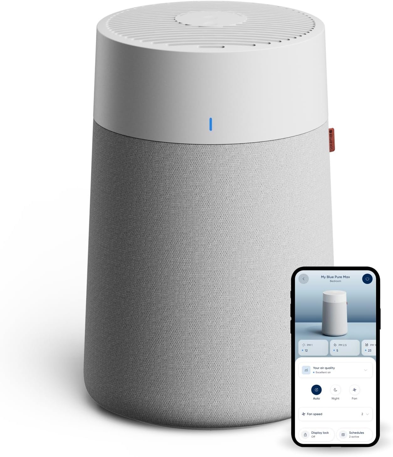 BLUEAIR Blue Pure 511i Max Smart Air Purifier for Bedroom & Small Rooms up to 1,138 Sq Ft, HEPASilent Air Cleaner for Pets, Allergies, Smoke & Dust, Quiet WiFi Air Purifier with Auto Mode