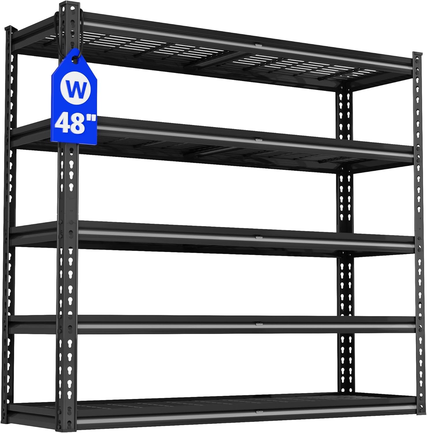 48″ W Garage Shelving Heavy Duty,5-Tier Storage Shelves,3030LBS Adjustable Metal Shelving Units for Basement, Kitchen,Commercial,Warehouse,Pantry, 48″ W x 72″ H x 24″ D