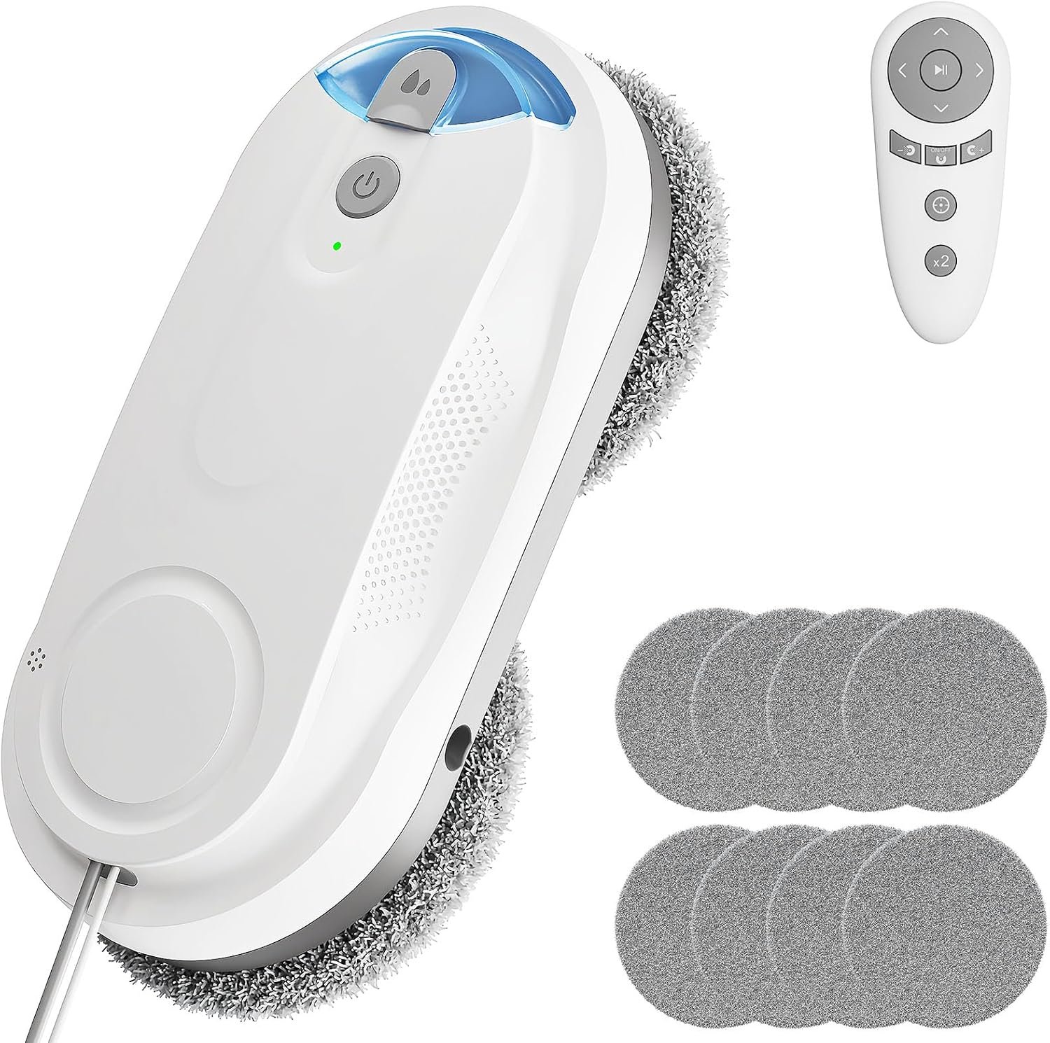 KKI Window Cleaning Robot, Auto Window Cleaner Robot, Dual Spray, Max 3200Pa, AI Path Planning & Edge Detection, Remote Control for High-Rise Windows Outside/Inside,8 Cloths, X3 (White)