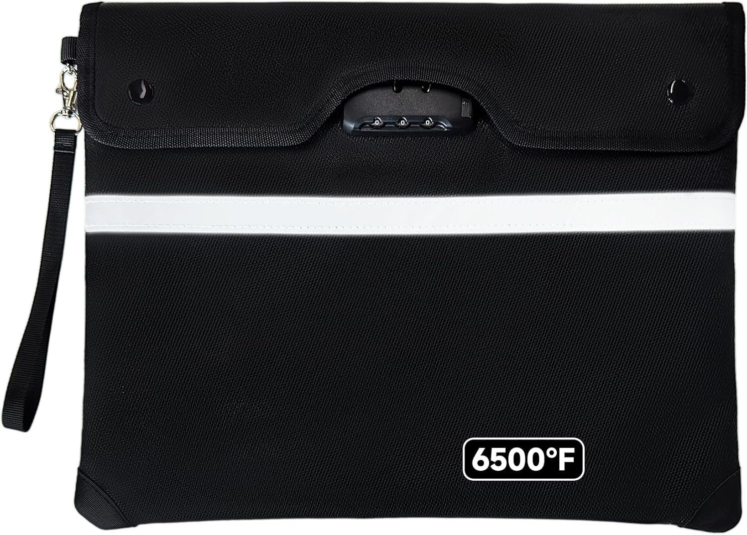 Upgraded 6500°F Fireproof Document Bag with Lock, Waterproof 9-Layer Heat Insulated | Dual-Liner Card Slot Money Bag with Zipper/Reflective Strip for Passport, Important Paper, Cash(15 x 12In)