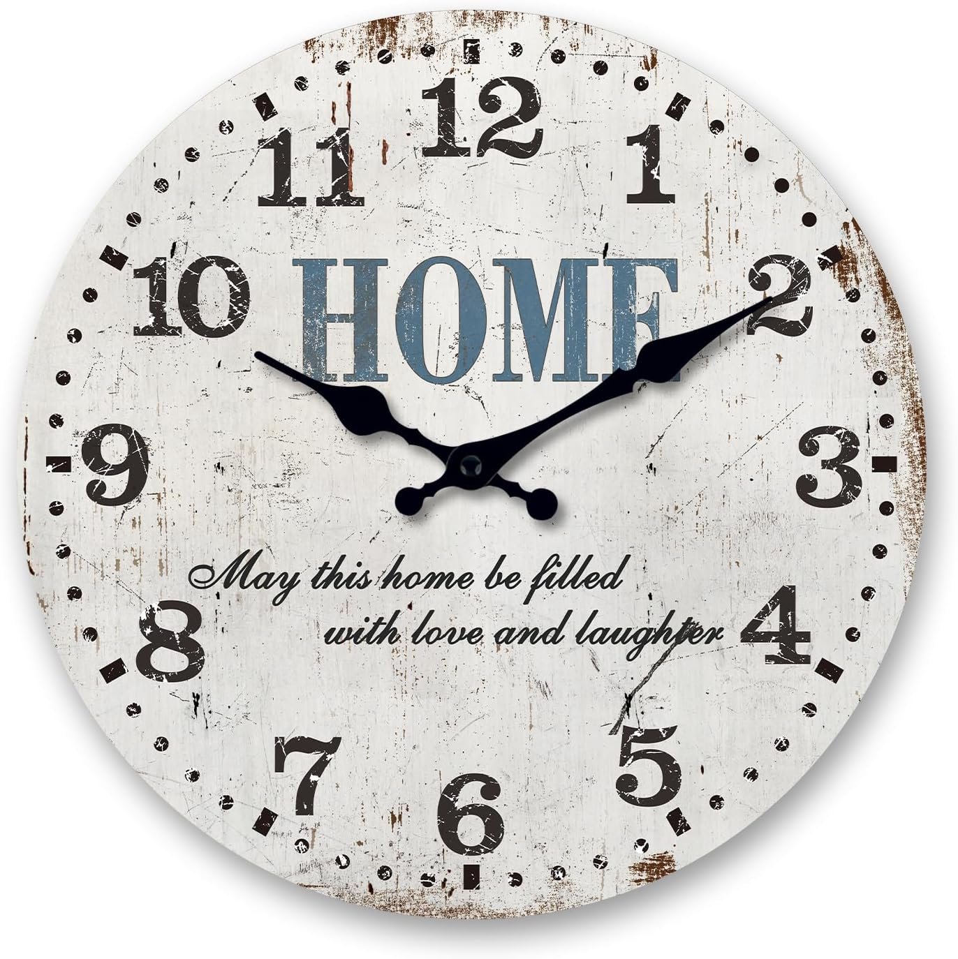 Retro Farmhouse Wooden Wall Clocks Battery Operated 10 Inch Country Kitchen Wall Clock Home Sign Wall Decor Silent Non Ticking Wall Clocks for Living Room Bedroom Decor