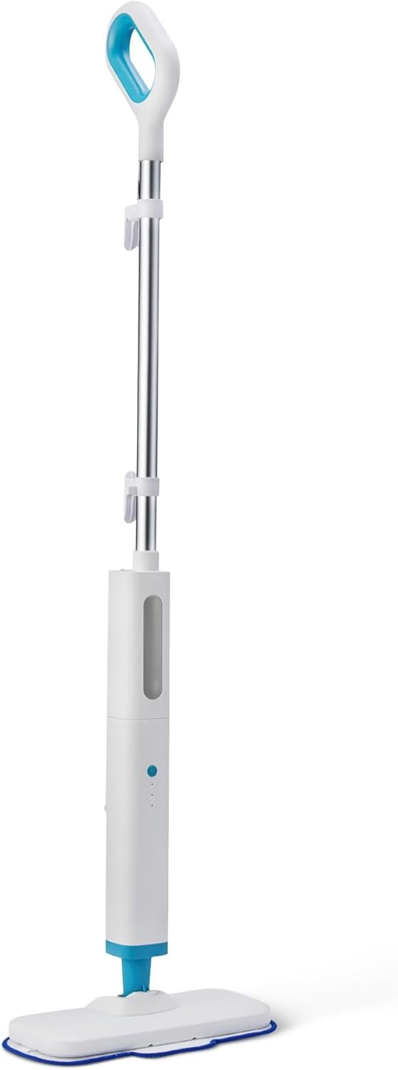 Amazon Basics Steam Mop for All Sealed Hard Floors, Heats Up in 30 Seconds, Chemical-Free Cleaning, 3 Washable Pads, 20-Foot Cord, White