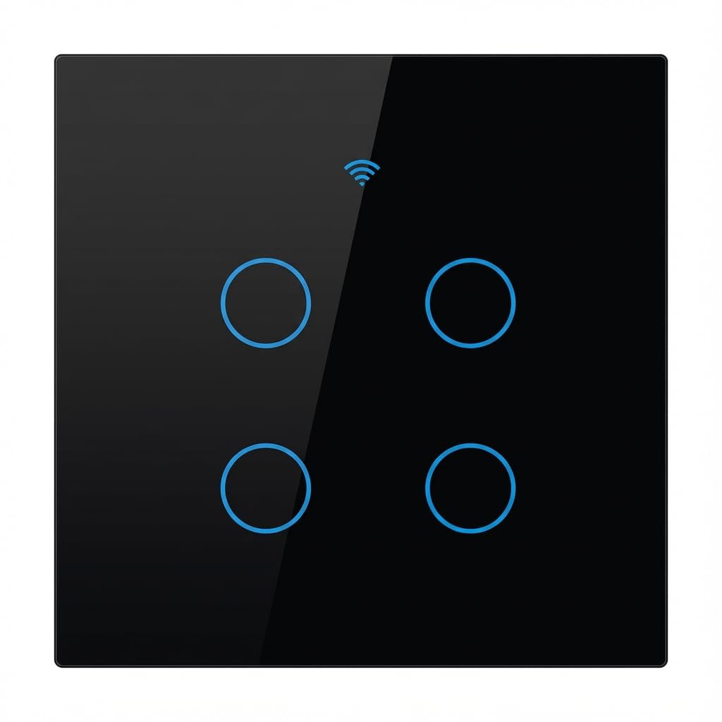 WiFi Smart Light Switch Wall Touch Panel Compatible with Alexa/Google Home, Tempered Glass, No Hub Required (Neutral Wire Required)