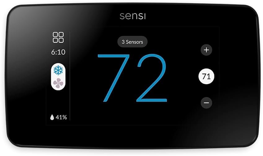 Sensi Touch 2 Smart Thermostat with Touchscreen Color Display, 100 Years of Expertise, Programmable, Wi-Fi, Data Privacy, Easy DIY, Works with Alexa, Energy Star Certified, ST76, C-Wire Required