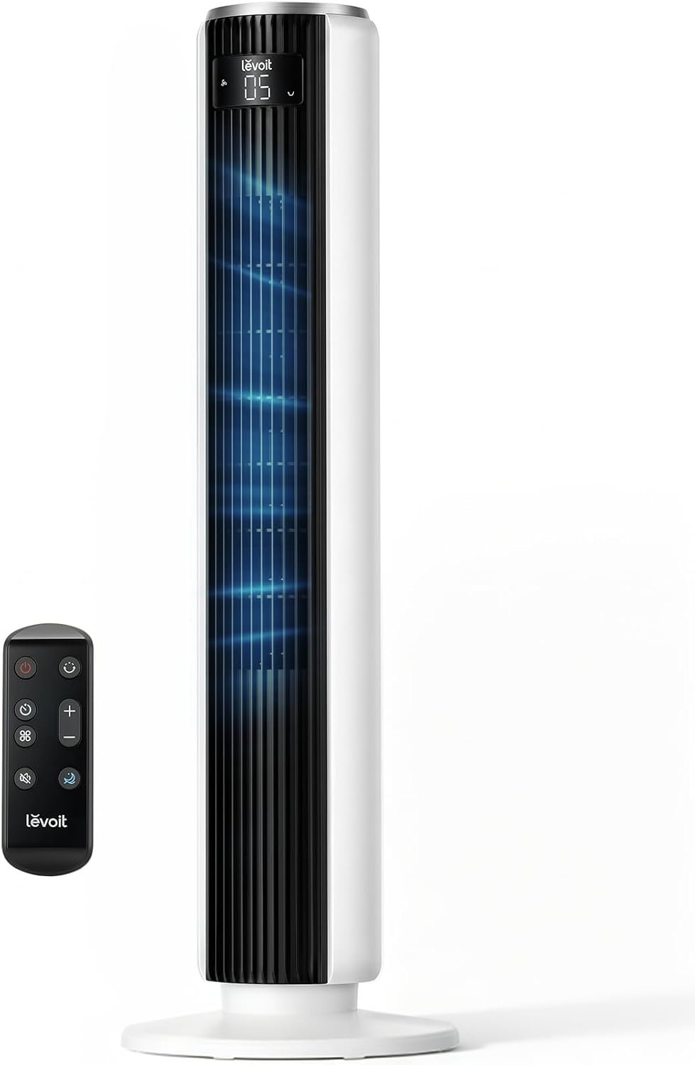 LEVOIT Tower Fan for Bedroom, 90° Oscillating Standing Fan with 28dB Quiet for Sleep, 28ft/s Velocity, 12H Timer, 5 Speeds 4 Modes, Remoter, Bladeless Room Fan for Home, Office, Indoor, 36 inch, White