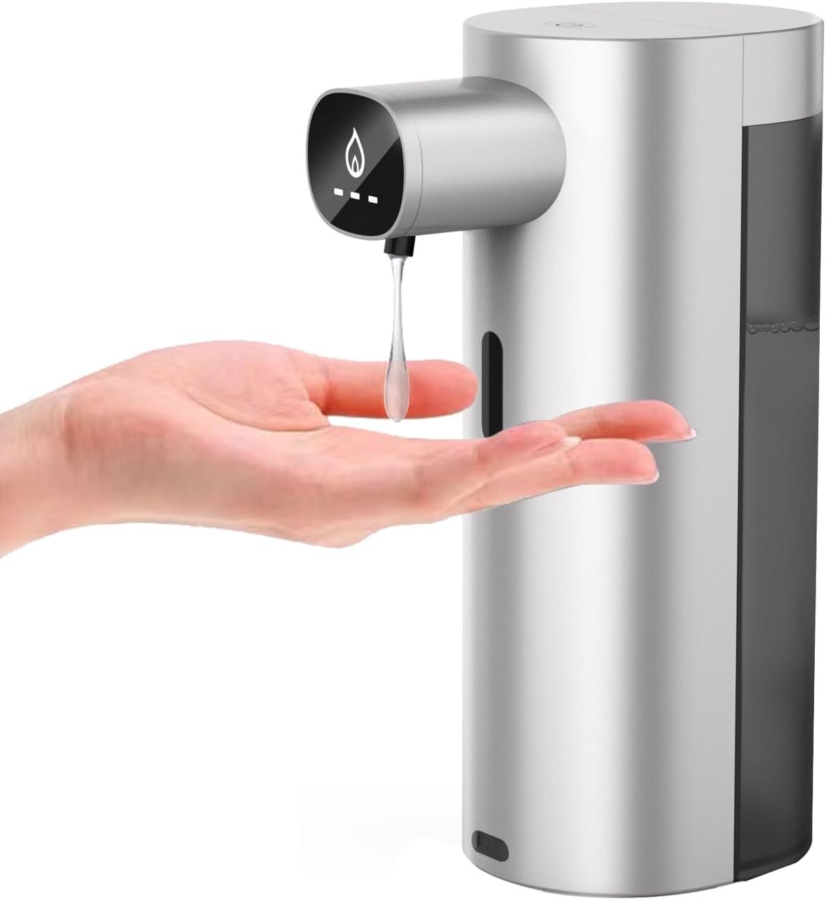 Automatic Liquid Soap Dispenser Touchless, USB Rechargeable Smart Hand Soap Dispenser, 13.5oz/400ml, 3-Level Adjustable, Compatible with Thick Thin Dish Soap for Bathroom Kitchen, Clog-Free (Silver)
