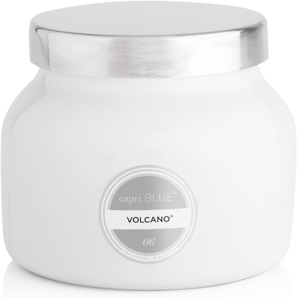 Capri Blue Volcano Scented and Luxury Glass Jar Candles for Home Scented with Tropical Fruit & Sugared Citrus – Soy Wax Blend, White Color (8 Oz)