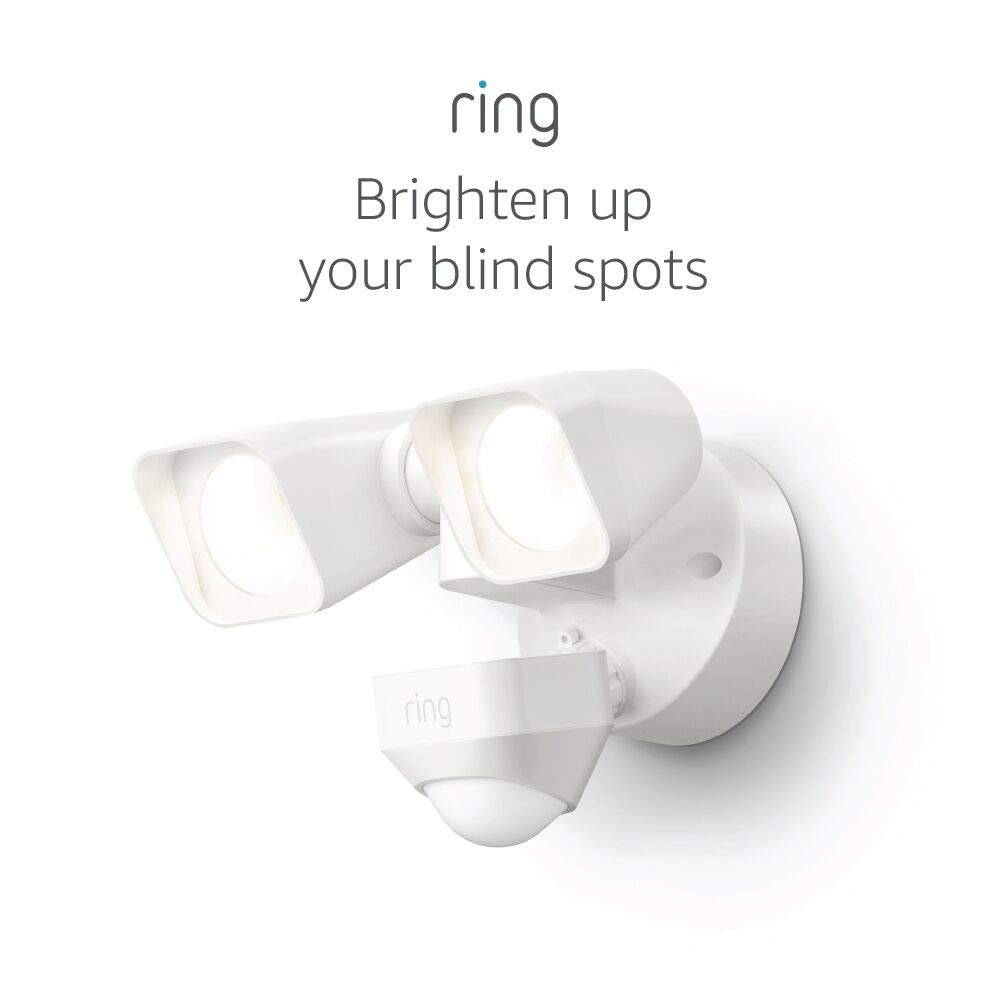 Ring Floodlight Wired — Motion-activated floodlight, bright LEDs, works with Amazon Sidewalk, White