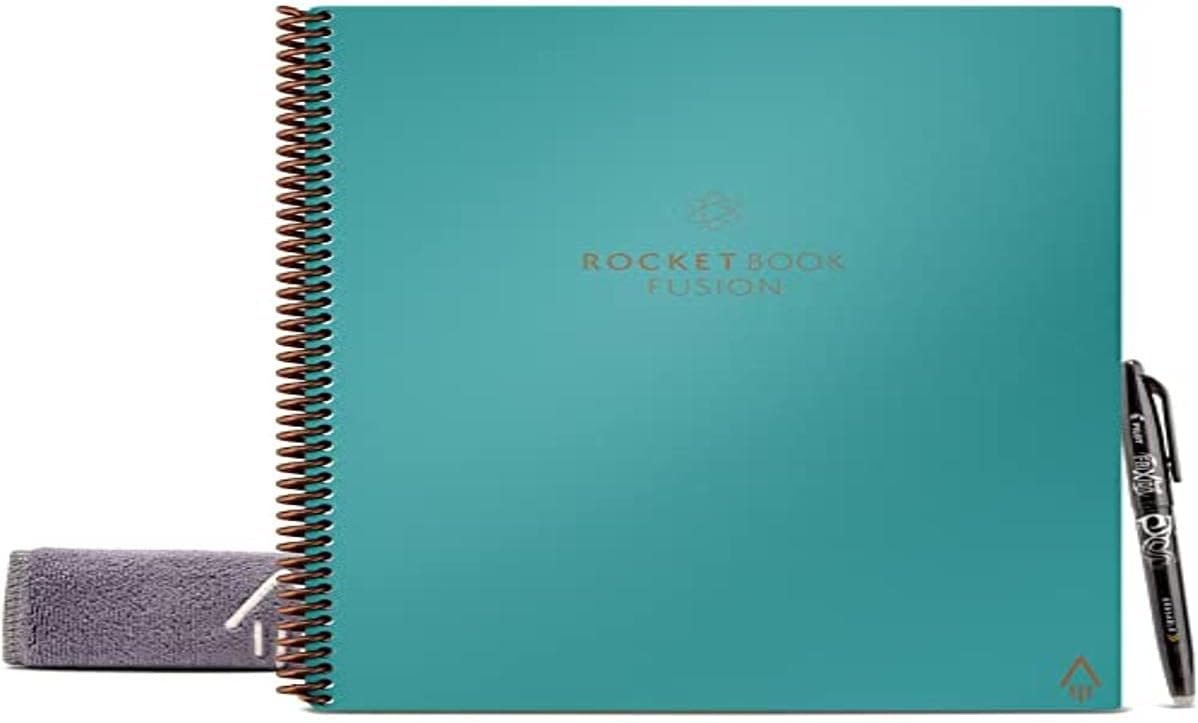 Rocketbook Fusion Smart Reusable Letter Size Notebook, 7-Subject, 8-1/2″ x 11″, 21 Sheets, Teal