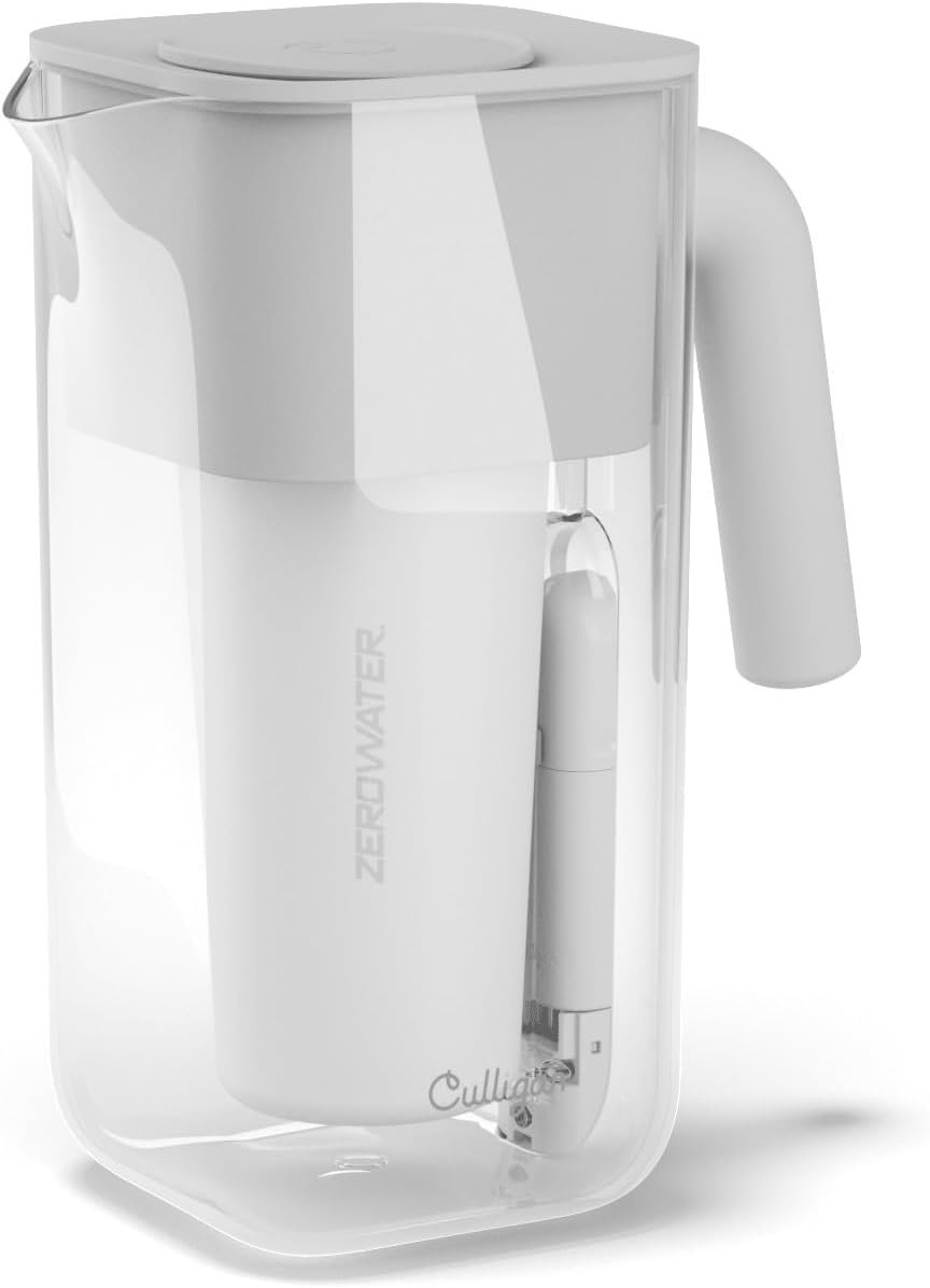 Culligan with ZeroWater Technology 8-Cup Water Filter Pitcher – Includes 5-Stage Advanced Water Filter, IAPMO Certified to Reduce Lead, Total PFAS (Forever Chemicals), Mercury, Fluoride, and Chlorine