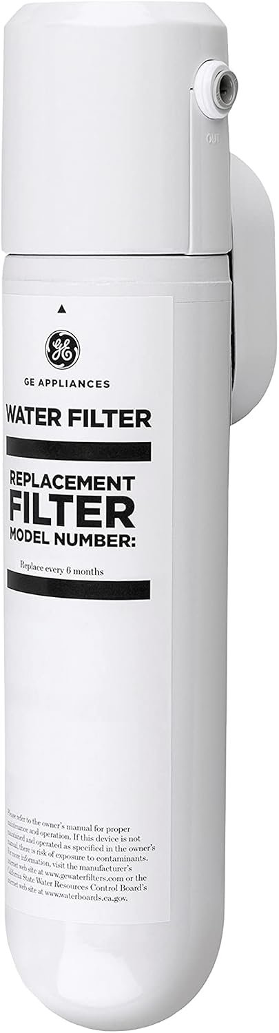 GE Single Stage Under Sink Water Filtration System, Reduces 95+ Impurities Including Lead, Chlorine, Arsenic, & PFOA/PFOS, Easy Installation with Included Kit, Twist & Lock Design, GXK140TNN