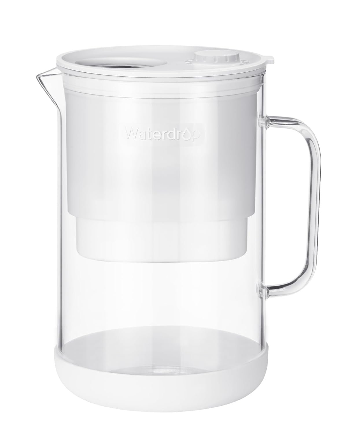 Waterdrop PT-09W 10-Cup Large Glass Water Filter Pitcher, Eco-Friendly, NSF/ANSI 53, 42 & 372 Certified Filter, Reduces PFOA/PFOS, Chlorine, Cadmium, Copper & Mercury, BPA-Free, Easy to Clean, White