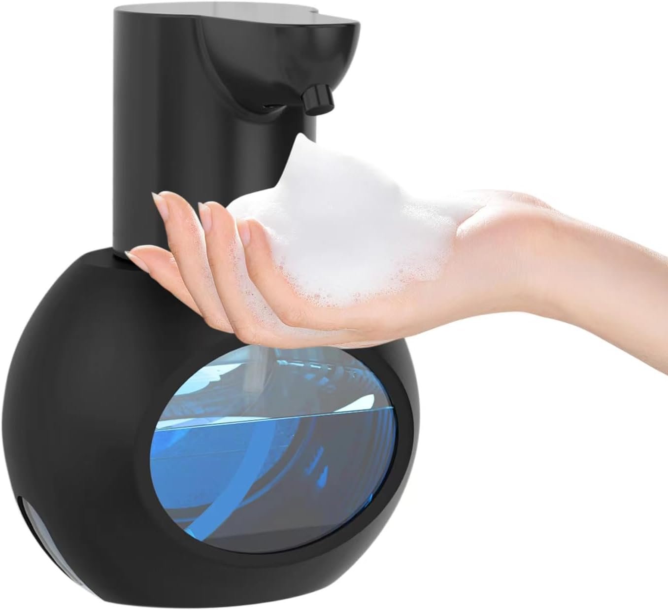 Automatic Foaming Soap Dispenser, 15oz/420ml Smart Hand Soap Dispensers, Touchless Wall Mount with 4-Level Adjustable, Rechargeable Foaming Hand Soap Dispenser for Bathroom Kitchen Office Black