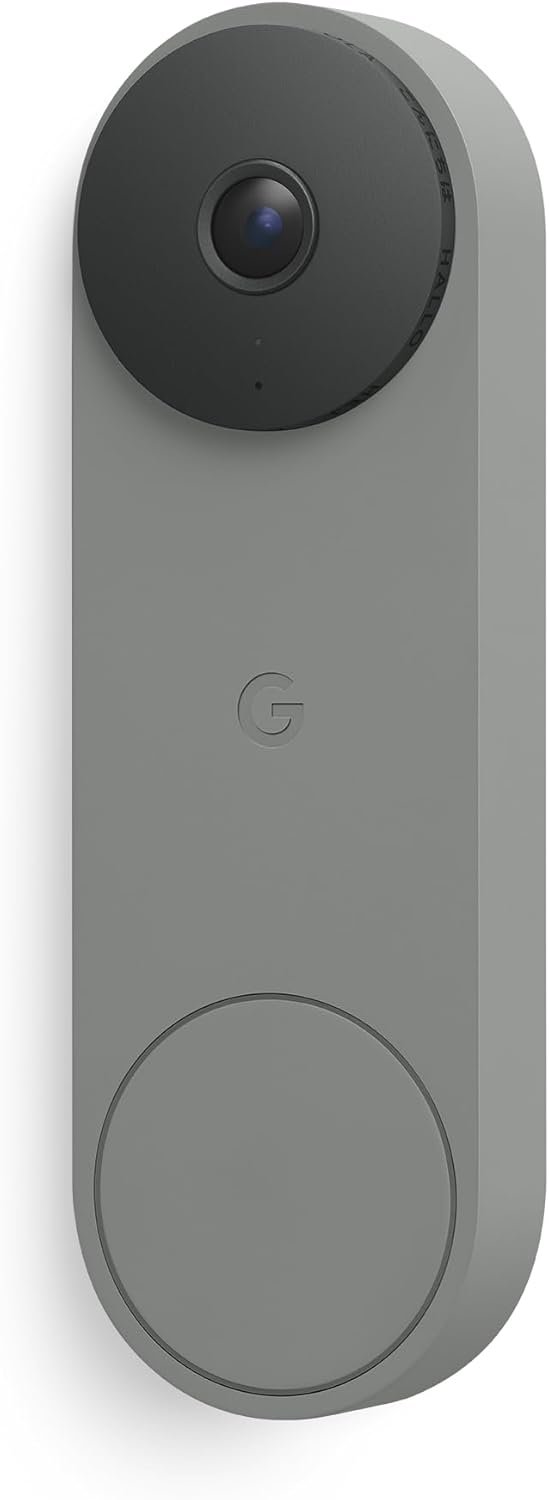 Google Nest Doorbell (Wired, 3rd Gen) – 2K Video, Live View – 2025 – Hazel | Video doorbell, 2K HDR, intelligent alerts, color night vision, 2-way audio, works with Google Home & Gemini