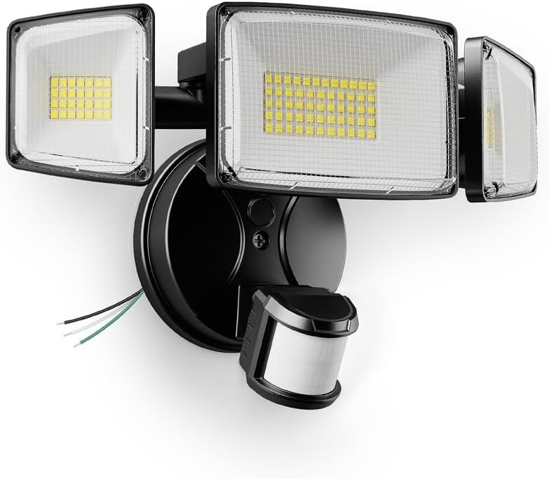 Onforu 100W LED Motion Sensor Outdoor Lights, Dusk to Dawn Flood Light Outdoor Motion Sensor, Hardwired Security Lights Floodlights Outside 11000LM 6500K Daylight IP65 Waterproof (Black)