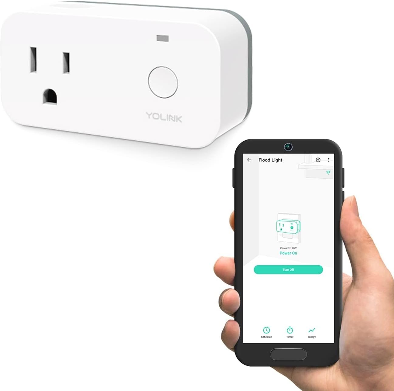 YoLink Smart Plug with Energy Monitoring, 1/4 Mile World’s Longest Range Smart Home Mini Outlet Works with Alexa Google Assistant IFTTT Remote Control Home Appliances Anywhere, YoLink Hub Required