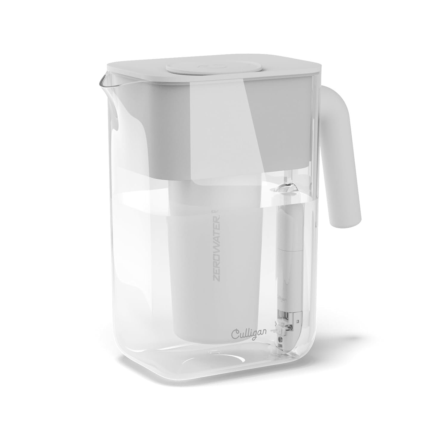 Culligan with ZeroWater Technology 12-Cup Water Filter Pitcher – Includes 5-Stage Advanced Water Filter, IAPMO Certified to Reduce Lead, Total PFAS (Forever Chemicals), Mercury, Fluoride, and Chlorine