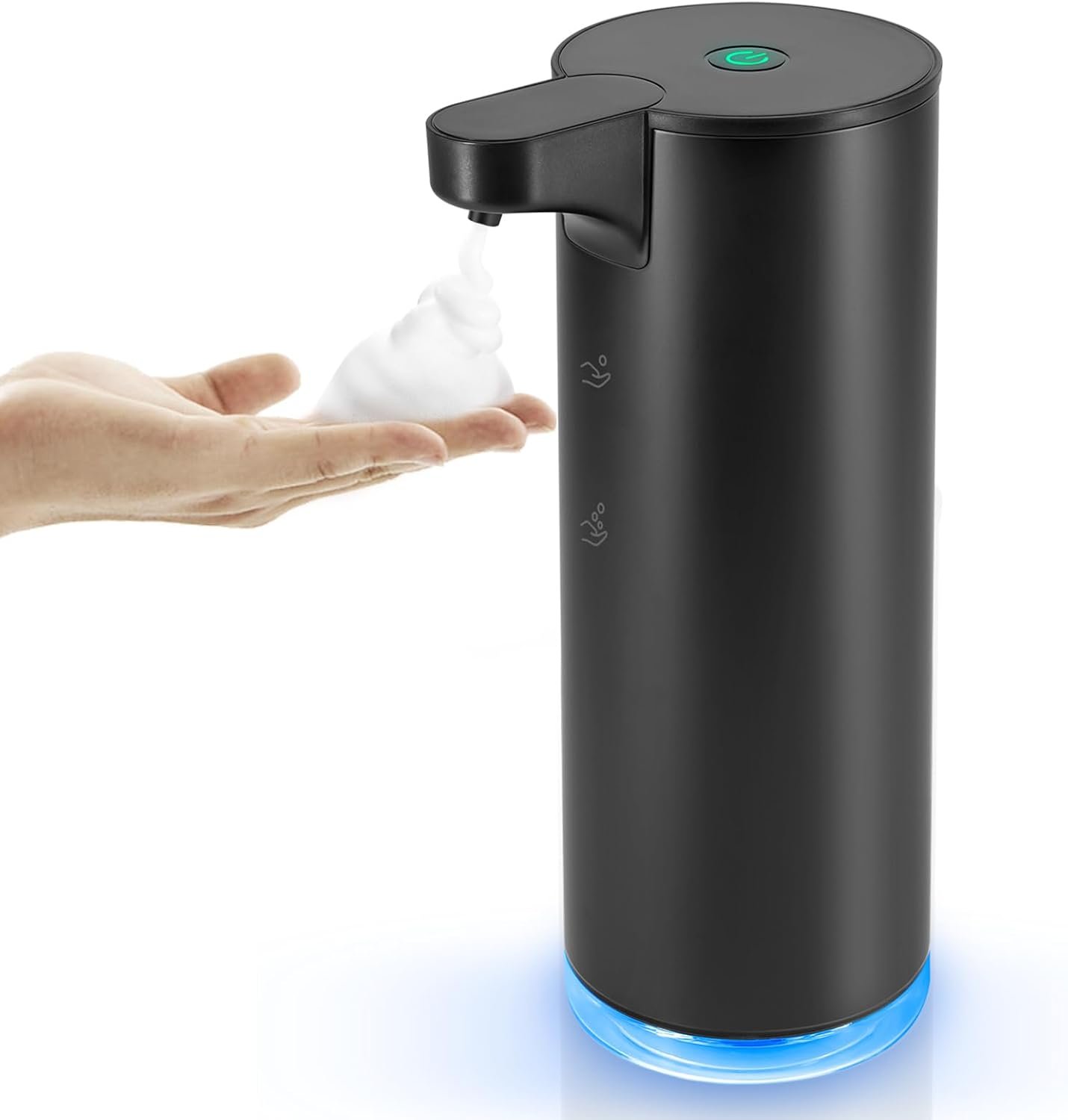 Automatic Hand Soap Dispenser Touchless: Foaming Soap Dispenser Stainless Steel – Free Touch Electric Soap Dispenser Rechargeable with Sensor for Bathroom, Commercial (Black)