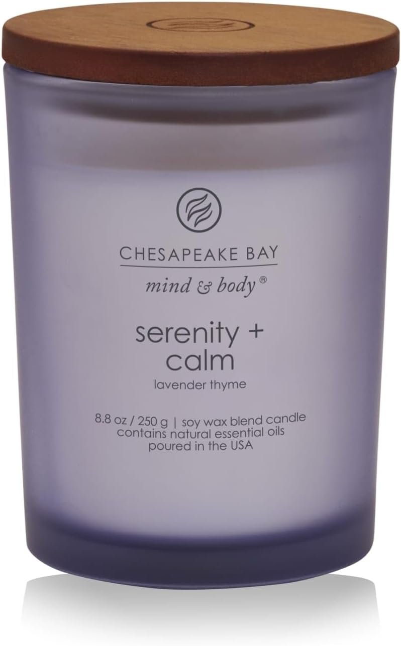 Chesapeake Bay Candle Medium Jar Scented Candle Serenity + Calm (Lavender Thyme) Home Décor Orange Gifting Idea Burn Time of 50 Hours