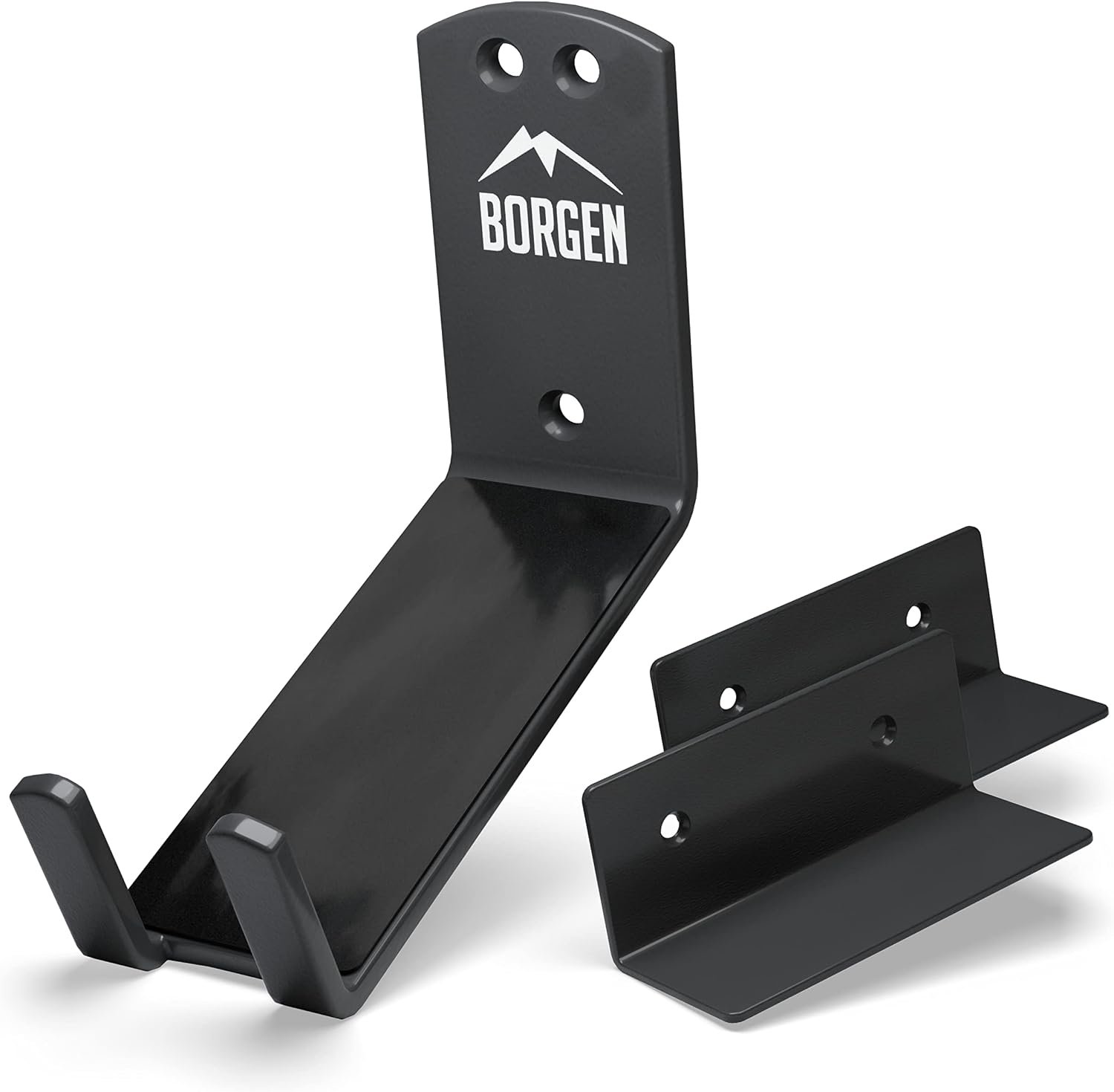 Borgen Bike Wall Mount Pedal Hook for E-Bikes, MTB & Road – Bicycle Wall Mount with Support Brackets and Wall Protection Pads, Suitable as Bike Rack Garage Bike Storage Shed and Bicycle Storage Indoor