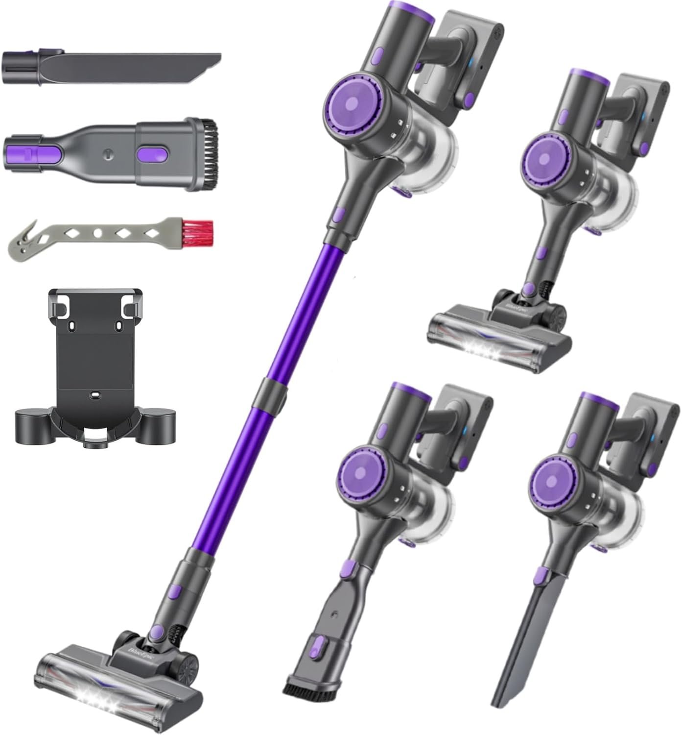 BlueEpic Cordless Vacuum Cleaner, 40KPA 45Mins Rechargeable Vacuum Cordless, Stick Vacuum with 2 Adjustable Modes, Handheld Vacuum for Home/Pet Hair/Carpet/Floor (Purple)