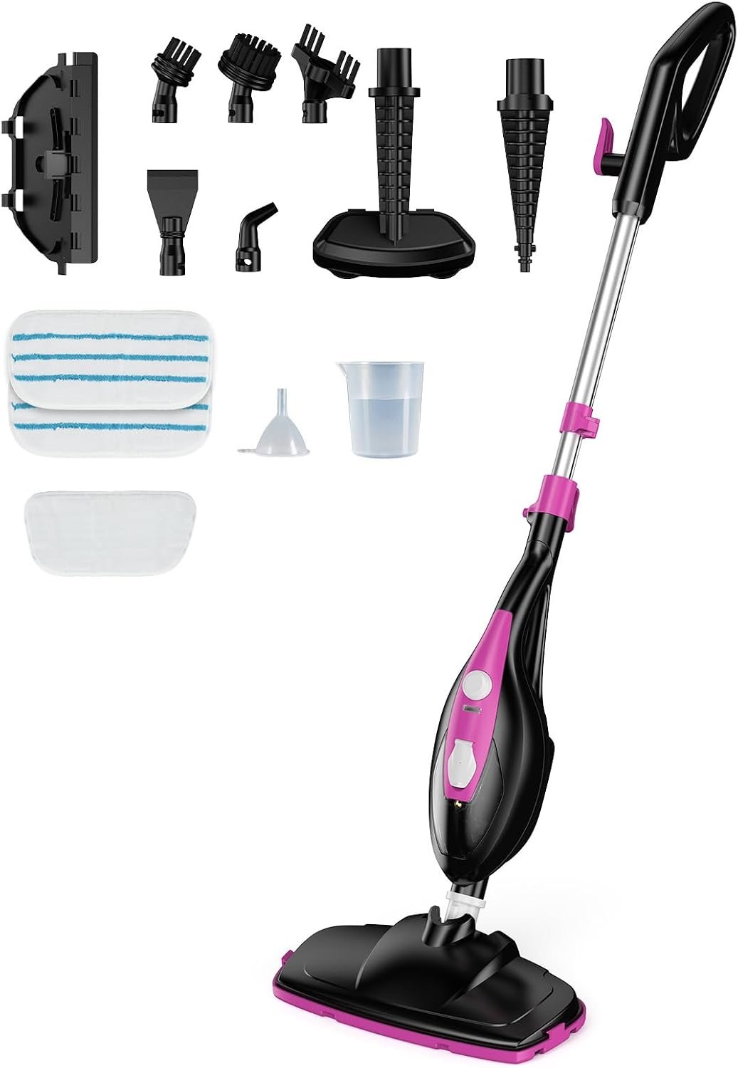DUMOS 10-in-1 Multifunctional Steam Mop, 1550W Detachable Handheld Steam Cleaner, 16FT Power Cord with 2 Reusable Pads, Floor Steamer for Hardwood, Tile, Carpet, Grout, Windows