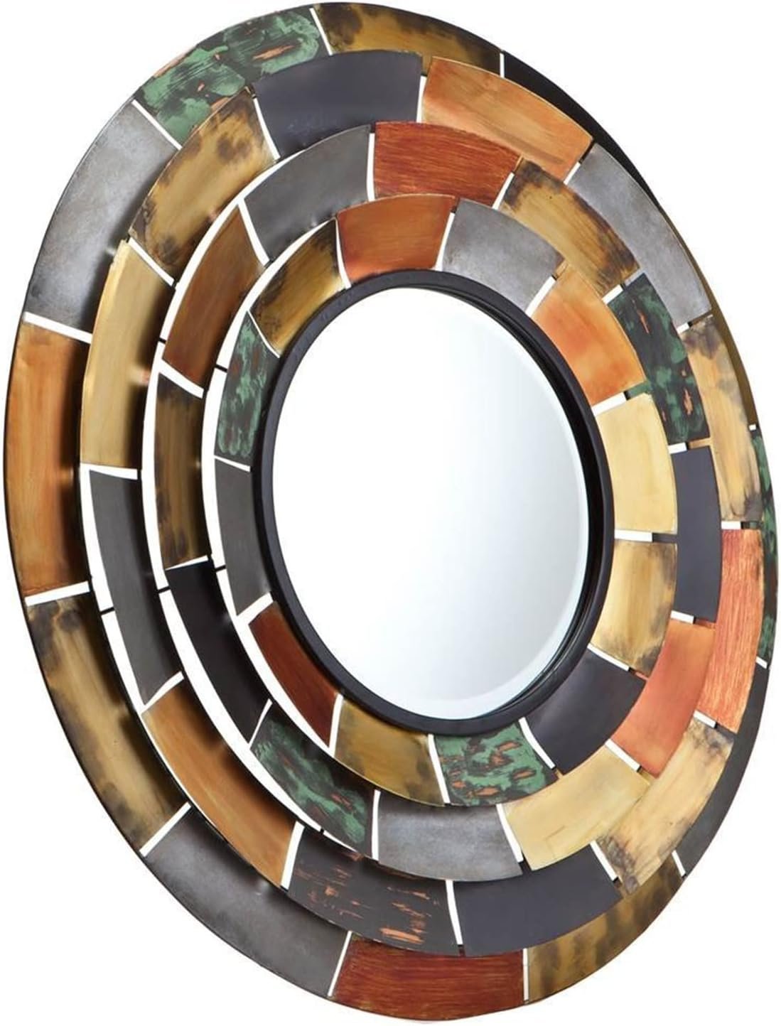 SEI Furniture – Baroda Round Decorative Wall Mirror – Transitional Design, Multi Iron and Wood – Fully Assembled – Ideal for Bathroom, Entryway (WS4761)