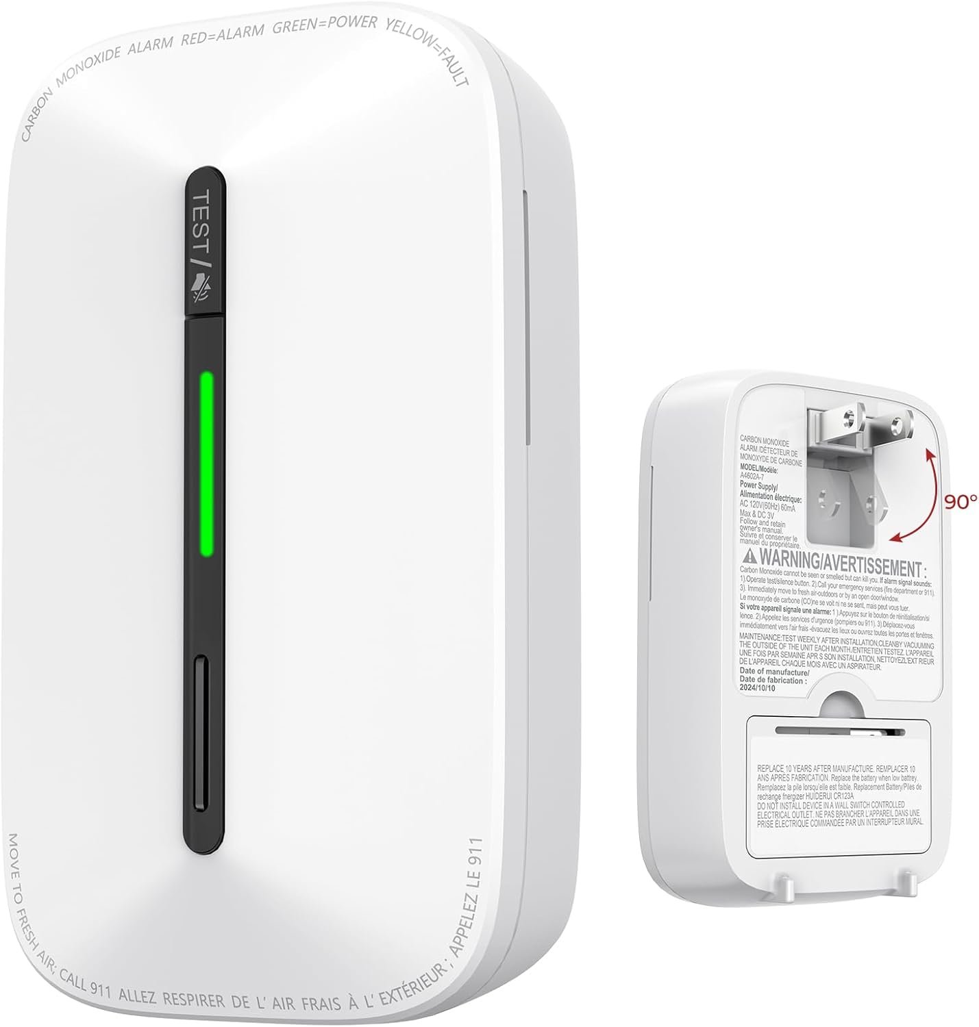 Siterlink Carbon Monoxide Detectors Plug in,10 Year Replaceable Battery Operated Co Monitor Alarm,Plug and Play Co Detector,Portable Carbon Monoxide Detector for Home,Traval,Hotel 1 Pack