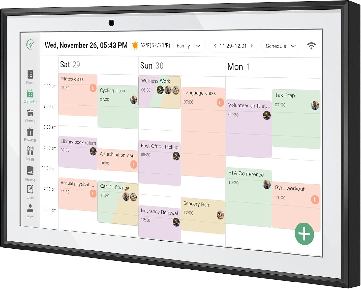 WiFi Digital Calendar Smart Family Planner,Chore Charts, Achievement Rewards, AI Meal Planning, Smart Touchscreen Interactive Display for Schedules and Cloud Photo Desk Bases, Gifts for Women Men, Gifts for Mom Dad, 10.1” Black