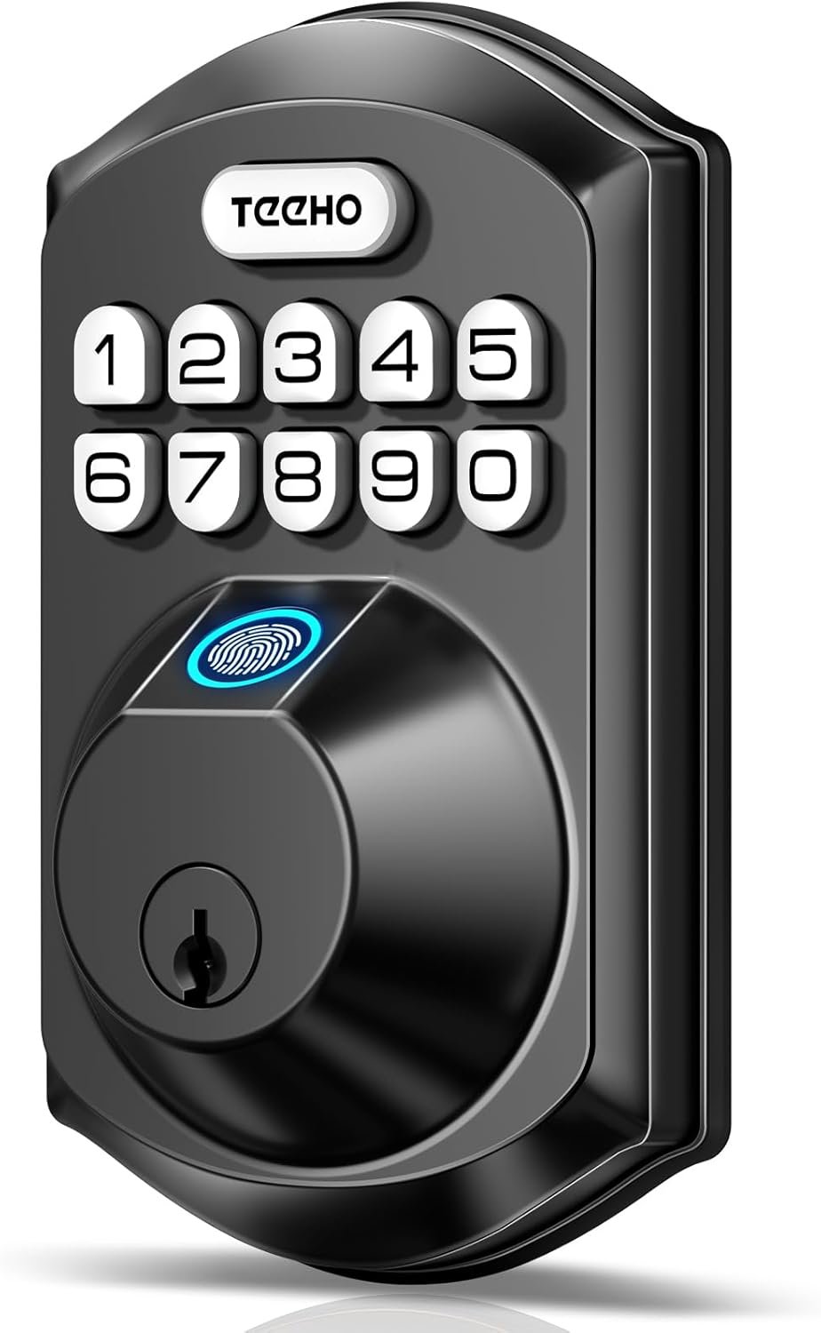 TEEHO TE002 Fingerprint Door Lock – Keyless Entry Electronic Keypad Deadbolt with 2 Backup Keys – Auto Lock – Easy Installation – Smart Locks for Front Door – Matte Black