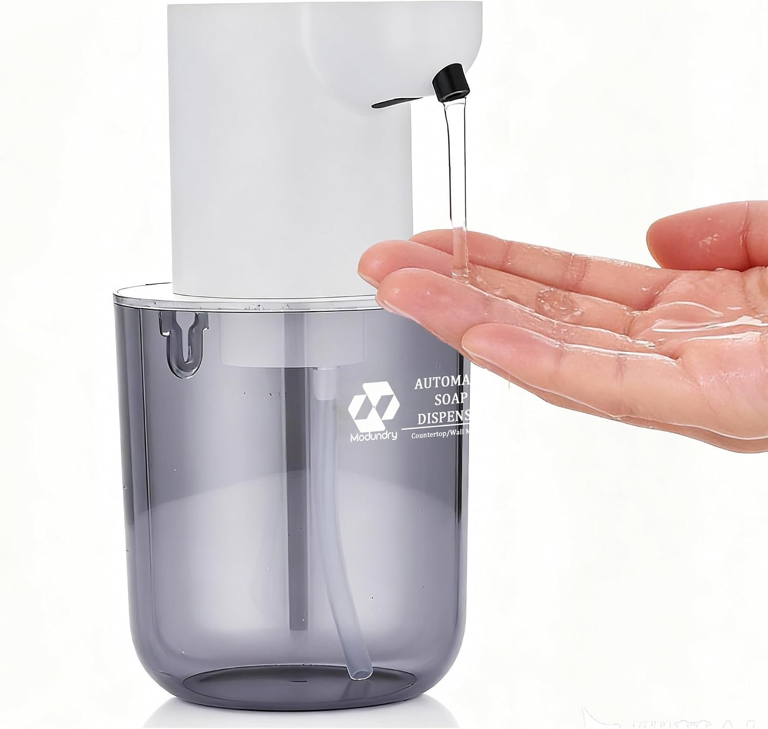Automatic Soap Dispenser Touchless, 4-Level Adjustable Liquid Soap Dispenser, 13.5oz/400ml USB Rechargeable, IPX5 Waterproof, Countertop or Wall Mount, for Kitchen Bathroom, White
