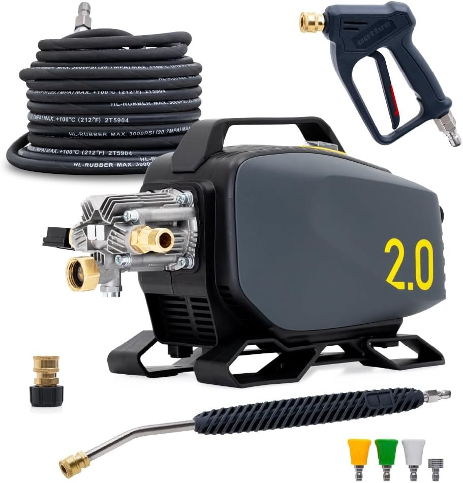 Active 2.0 Electric Pressure Washer (Full Kit) – 2.0 GPM high Pressure Washer for DIY at Home car wash, Detailing and Other Cleaning transformations with 1800 Peak PSI