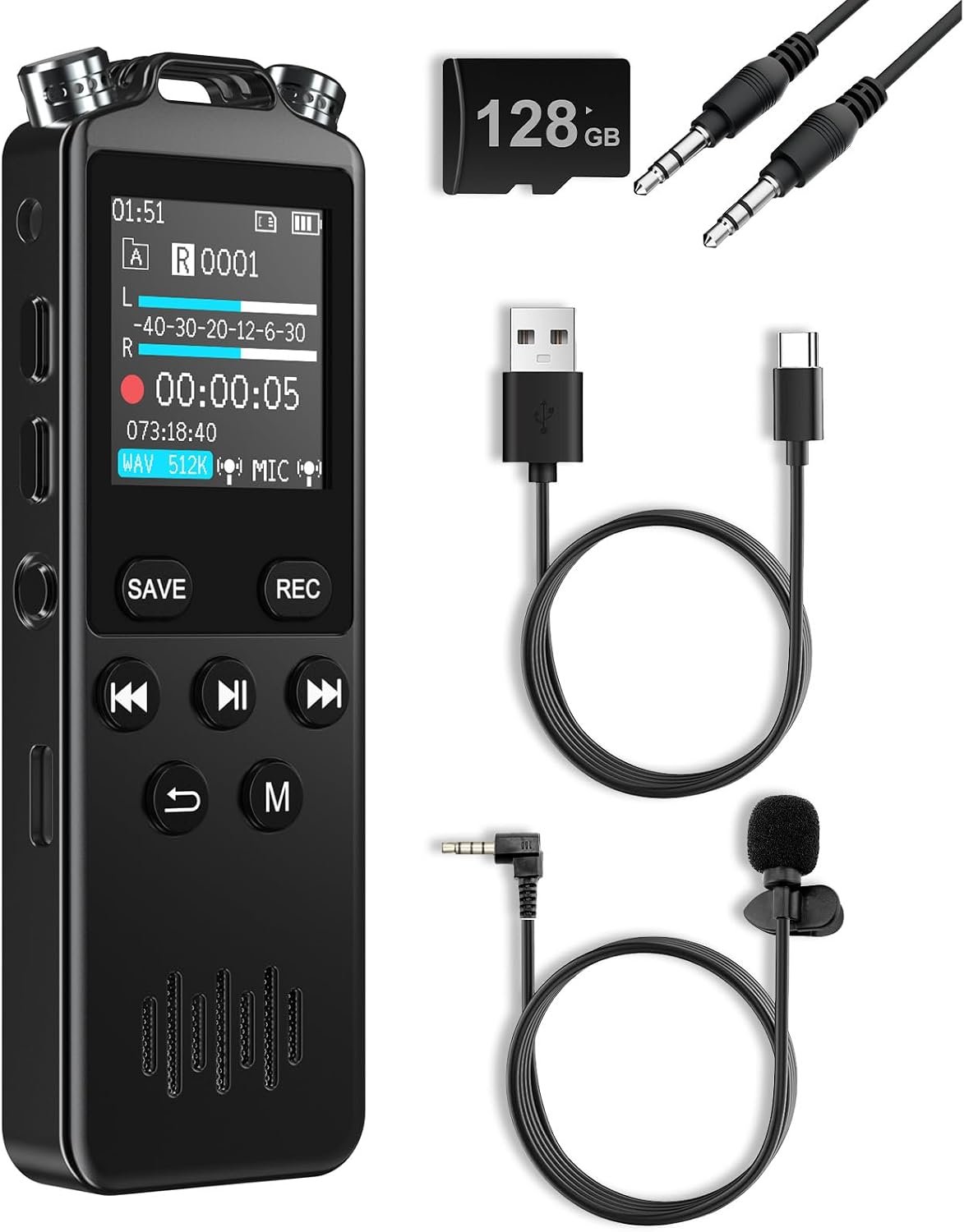 160GB Digital Voice Recorder with Playback,1536Kbps HD Stereo Audio Recorder Device for Musicians, Podcasters, Filmmakers & Content Creators,Voice Activated Recorder with Dual Microphones,Rechargeable