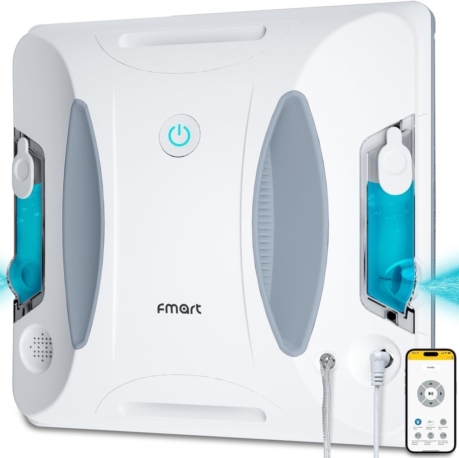 FMART W6 Window Cleaner Robot Double-Sided Spray Water, 3800Pa Strong Suction Smart Window Cleaning Robot, APP&Remote Control Robot Suitable for Outdoor/Indoor High Rise Windows