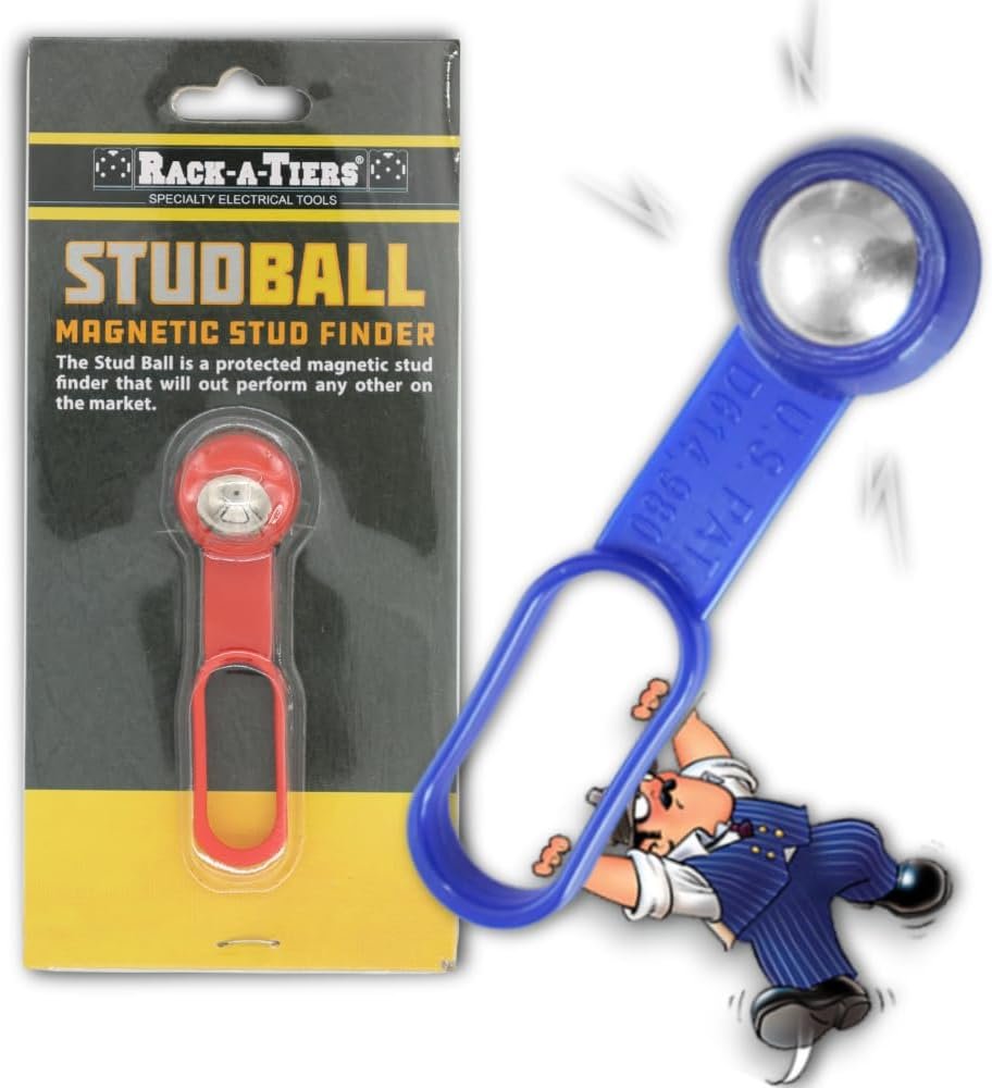 Rack-A-Tiers Stud Ball – Magnetic Stud Finder, Rare Earth Magnet 27 Pounds Pull, Portable Wall Stud Detector, Stud Magnet, Detect Nails, Screws & Metal Through Drywall, No Batteries Required (52300)