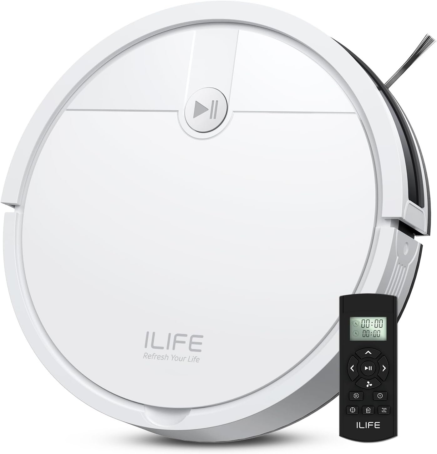 ILIFE V2 Robot Vacuum Cleaner, Tangle-Free Suction, 120 Mins Runtime, Slim, Self-Charging Robotic Vacuum Cleaner, Ideal for Pet Hair and Hard Floors