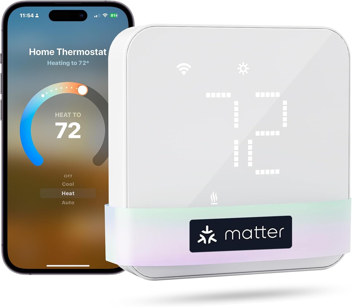meross Smart Thermostat for Home, WiFi Thermostat Works with Matter, Alexa, Apple Home, Google Assistant, App & Voice Control, 7x24h Scheduling, Energy Saving, C-Wire Required (Not Included)